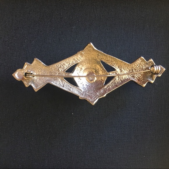 Faux onyx and faux marcasite Art Deco style pin - Picture 4 of 6